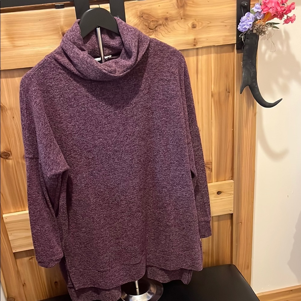 Zenana Outfitters Plum Cowl Neck Sweater
